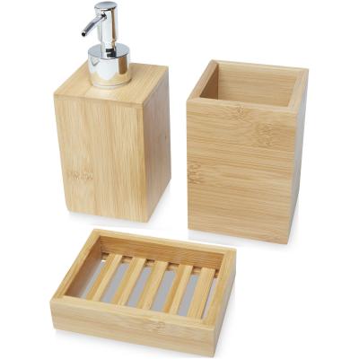 Image of Hedon 3-piece bamboo bathroom set